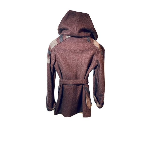 Vintage Casa de Lana 100% Virgin Wool Hooded Belted Retro Coat Women’s Size 9/10 - Picture 3 of 14
